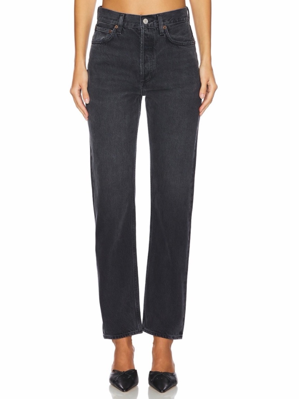 Agolde Women's Straight Leg Jeans in Blackened Gray